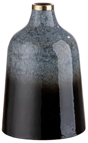 GILDE Deko Vase konische Blumenvase aus Metall - Deko Wohnzimmer Geschenk für Frauen - Farben: Grau Schwarz Höhe 25 cm