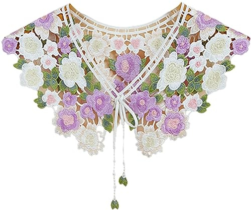 LoudSung Colorful Shawl Doll Collar Detachable Silk Cape Collar Wrap for Women Girls