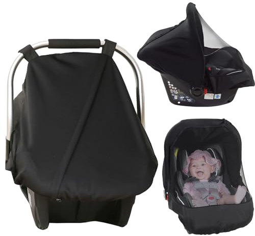 2-in-1 Universal Sonnenverdeck für Babyschale mit Reißverschluss Sonnendach mit UV-Schutz UPF 50+ Winddichter Verdeck für Babyschale Kinderwagenbezug mit Insektenschutz