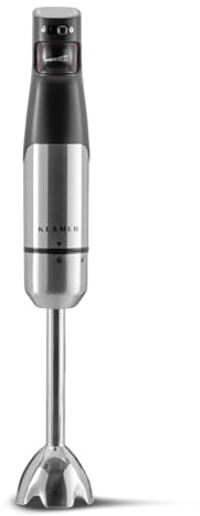 KLAMER Stabmixer 1000 Watt, Pürierstab Edelstahl mit SmartSpeed per Finderdruck, inkl. 3-teiligem Zubehör-Set, Messbecher & Schneebesen