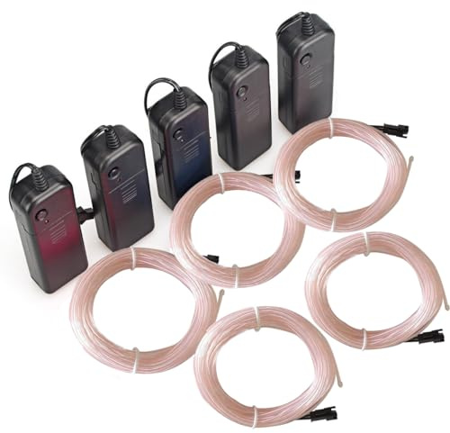 Sunboia 5 x 3 m EL Cable de neón con pila blanca EL Cable Guirnalda luminosa 3 modos de iluminación Fix intermitente, estroboscópico, tubo fluorescente EL Wire ropa festiva fiesta boda coche bicicleta