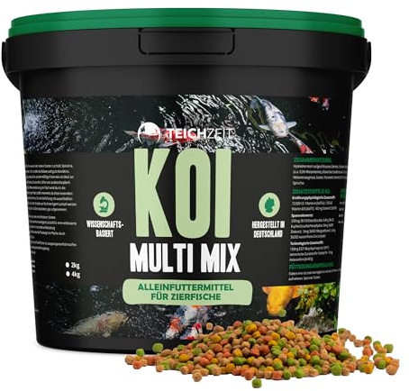 NatureHolic Teichzeit Koi Multi Mix Nourriture pour poissons carpes koï flottants pour bassin de jardin, 1 l