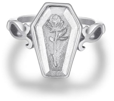 Joliernelle Sargring mit Rosenblüten, Edelstahl, Silber, einzigartiges Zirkonia-Rosen-Liebesgeschenk für Sie, Größe 59