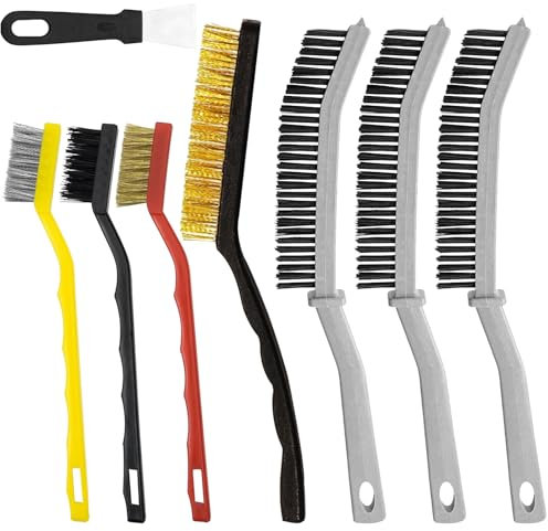 VEGCOO 8 Cepillos de Limpieza, Cepillo Grietas Cepillo Alambre, Cepillo Limpieza Hogar Multiusos, Cepillo Cerdas Duras Cepillo Juntas para Cocina Baño Ranuras de Puertas Ventanas