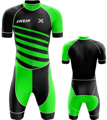 Triathlon Tri-Kostym för män, cykeldräkt, gelkudde, vadderad i ett stycke, trikå, trikå, trikå, trisuit för cykling (TYP-6,3XL)