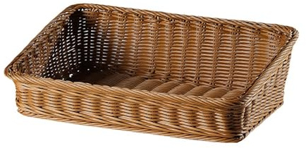 Rektangulär polykorgkorg – 40 x 30 x 11,8 tum imitation rotting vävd förvaringskorg, sluttande displaykorg, flätade brödkorgar för kök, bord, garderob, Korgar Förvaring