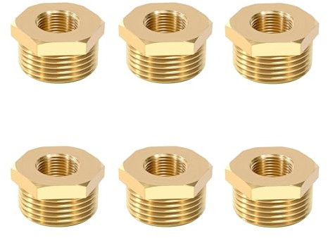 Raccord de Tuyau Fileté, 6 Pièces 3/4 Mâle à 1/4 Femelle Raccords Réducteur, Raccord Fileté en Laiton, Connecteur de Réduction pour Eau, Gaz, Huile, Jardin