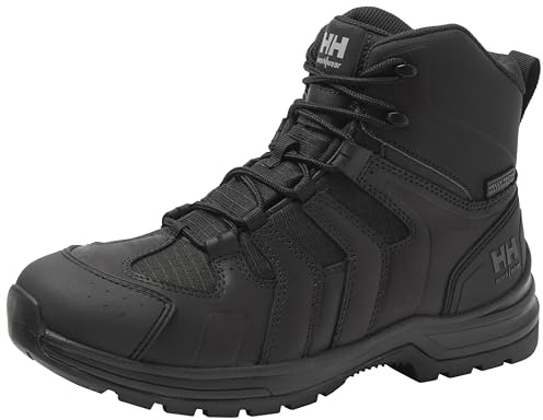 Helly Hansen Oslo Hiker Mid Work Boots - Aluminum Toe & Safety Shoes - Slip Resist & Hiking Boots - EH Protection Work Shoe - OSHA-Compliant Design - 990 Black - 12