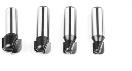 1/4/5 st 1/4“ 1/2 skaft dubbelbåge rund bottenfräs spårfräs gravyrmaskin trimmaskin träbearbetningsverktyg(4PCS 12.7 Shank SET)