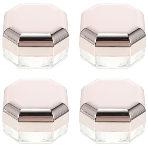 BIUDECO 4pcs Rose Gold Octagonal Empty Loose Powder Cases Powder Storage Box Compact Makeup Container Travel Portable for Cosmetics
