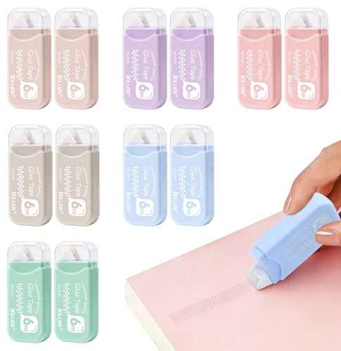Yuaerbuo 12 rodillos de cinta adhesiva, 6 m x 6 mm, 6 colores, dispensador de cintas de doble cara, fuerte adherencia para manualidades, tarjetas, fotos, diario, accesorios de álbumes de recortes