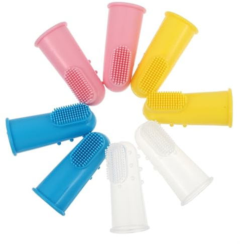 HINTRMENT Cepillo de Dientes de Dedo para Ñiño, Silicona Segura, 4 Unidades Doble Cara para Masaje Oral y Limpieza Dental, Adecuado para Dentición y Cuidado Bucal Infantil Color Aleatorio