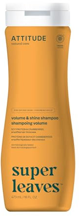 ATTITUDE Shampooing Volume & Brillance, certifié EWG, cheveux fins, ingrédients d’origine naturelle, végan, Protéines de Soja & Canneberges, 473 mL