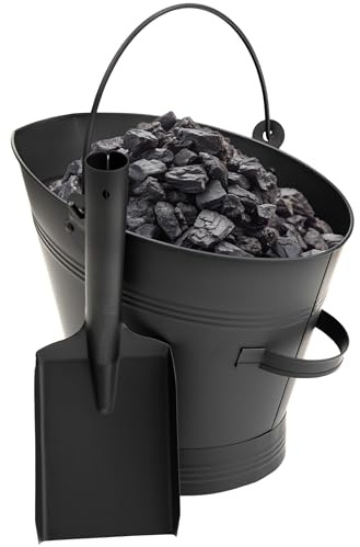 Fireplace Waterloo Style Black Coal Scuttle Bucket Hod With Shovel (Waterloo Style Coal Bucket & Shovel)