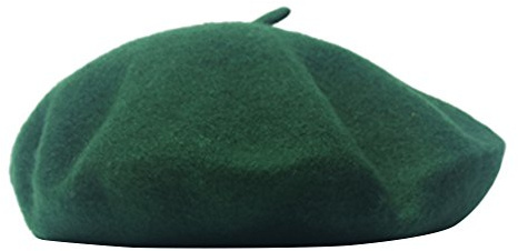 AIYUE Women Men Wool French Beret Artist Hat, Dark Green, 10.6 in