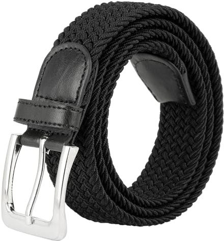 Canvas Elastic Fabric Woven Stretch Multicolored Braided Belts 2041-Black-3XL