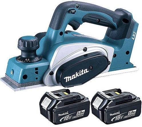 Makita DKP180Z LXT 18V Li-Ion Cordless Planer 82mm Body with 2 x 5.0Ah BL1850 Batteries