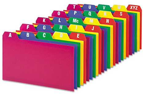 Oxford Poly Index Card Guide Set, 3 x 5 Inches, A-Z, 1/5 Inch Cut Tabs, Assorted Colors, 25 per Set (73153)