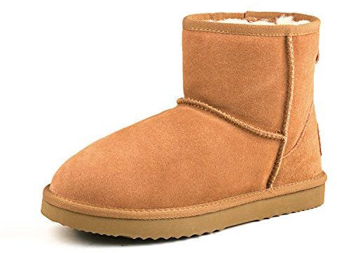 Shenduo Donna Stivali Invernali Alla caviglia, Pelle Stivali da Neve Impermeabili Classico Marrone D5154 Taglia 40 EU