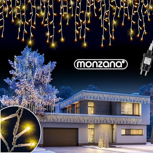 Monzana® Luces de Navidad 200 Leds Interiores Exteriores 10m Iluminación Navideña Blanco Cálido
