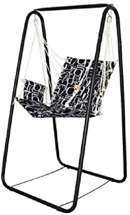 NANANA Hängesesselgestell Hängestuhlgestell Hängesesselständer aus Metall, Hängematte Kinderhängesessel, Belastbarkeit 150KG, 1.6X1x1m,Black