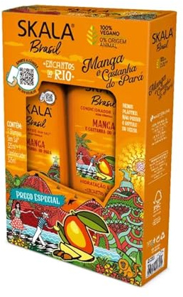 -Skala Expert- Kit de champú + acondicionador de mango y castaño do Pará - 650ml - Champú Mango y Castaña do Pará - 650ml - Recupera la hidratación y reduce el frizz.