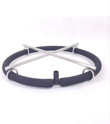 Pondlife Teichbelüfter, Japan-Belüfterring 50 cm, Luftausströmer für Teichbelüftung, selbstsinkend mit Metallkreuz, poröser Schlauch 16/26 mm, 20-mm Anschluss, feinperlig, wartungsfreundlich