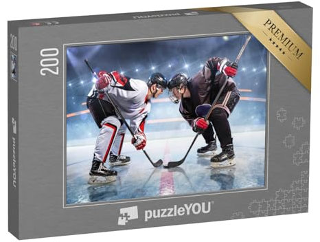 puzzleYOU: Puzzle 200 Teile „Eishockeyspieler, voll konzentriert“ – aus der Puzzle-Kollektion Sport, Menschen, Eishockey
