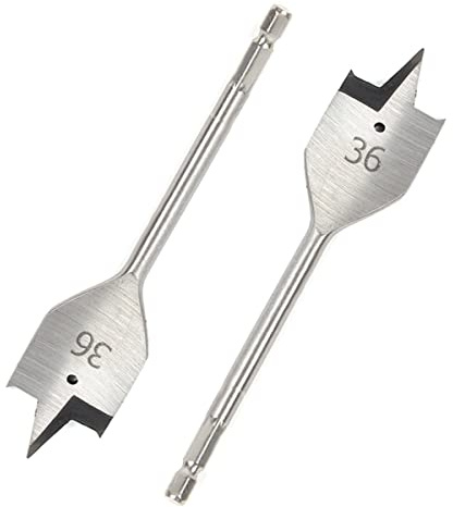 SagaSave Mèche plate en acier au carbone haute vitesse de 36 mm pour le travail du bois, le bois tendre et dur, le plâtre, le pince-pince, la boîte en mousse - 1 pièce - Argenté