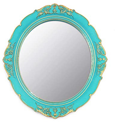 YCHMIR Dekorativer Vintage-Spiegel, Oval, 37,6 x 33,3 cm, Blau
