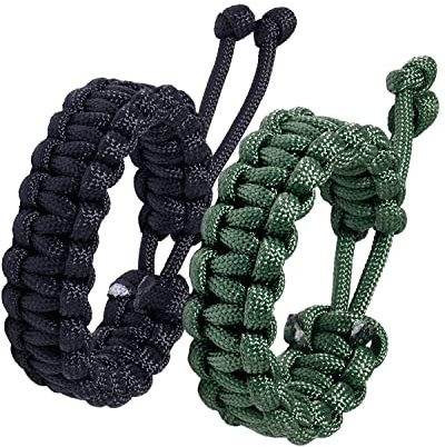 Jewboo Braccialetti di sopravvivenza in Paracord, corda intrecciata in Paracord, realizzati a mano, per coppie, uomini, donne, dimensione regolabile (2 pezzi), regolabile, polipropilene, senza gemme
