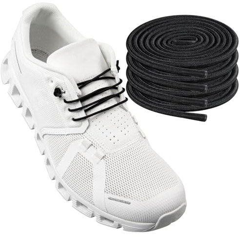 Endoto 2 Pares Cordones para ON Cloud 5 & 6 zapatillas, elásticos sin atar Cordón Agujetas de Repuesto Shoelaces Laces (Negro, 24 pulgadas)