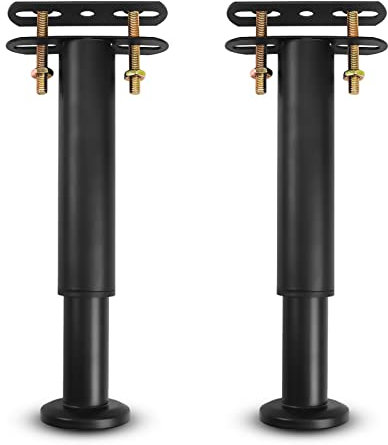 Riobby Bed Support Legs Adjustable Legs, Metal Furniture Foot Retractable Heavy Duty Bed Center Frame Slat Support Leg for Cabinet Sofa Bed Frame Replacement Parts 18cm - 33cm (Black 2 Pack)
