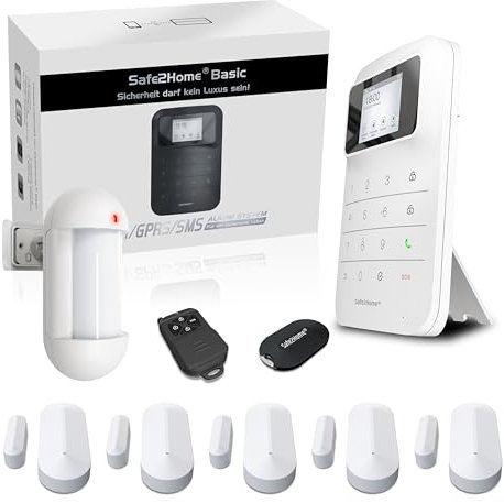 Safe2Home Basic Funk Alarmanlage in Weiß - WLAN & SMS Komplettsystem 2,4 & 5 GHz für Haus und Wohnung mit App Steuerung Anruf und SMS Alarmierung