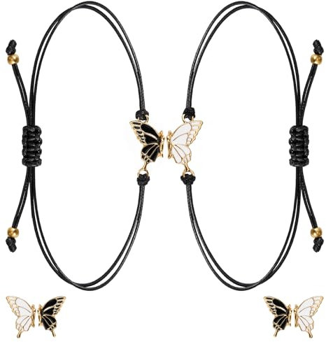 2 Stück Freundschaftsarmbänder, Freundschaft Armband mit Schmetterling Anhänger, Verstellbare Freundschaftsarmband Mädchen, Schön Schmetterling Armband Beste Freundin Geschenke, Bff Armbänder für 2