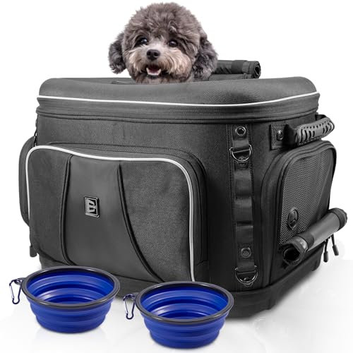 Eumti Motorrad-Hund/Katzentragetasche, tragbar, für Haustiere, Reisegepäck, Tragfähigkeit, 9 kg, für UTV/ATV-Rücksitz oder Harley Touring Trike Modelle Beifahrersitz mit Sissy-Bar-Gurten