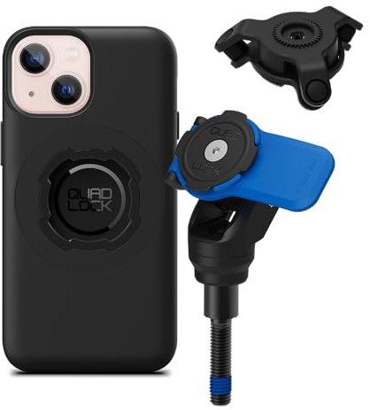 Quad Lock Handlebar Clamp Motorcycle Phone Mount with Vibration Dampener and MAG Phone Case for iPhone 13 Mini