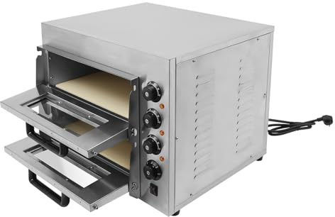 Elektrisk pizzaugn med dubbla nivåer pizzaugn 3 000 W pizzaugn justerbar temperatur 50–350 ℃/122–662°F, 1–60 minuters timer
