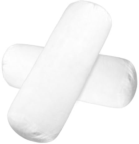 Lnngub 2 Packungen runde Kissenbezüge mit Reißverschluss, 43,2 x 17,8 cm, Nackenrolle, bequemer Nackenroll-Kissenbezug, Kissenbezug für Haus und Zuhause (weiß)