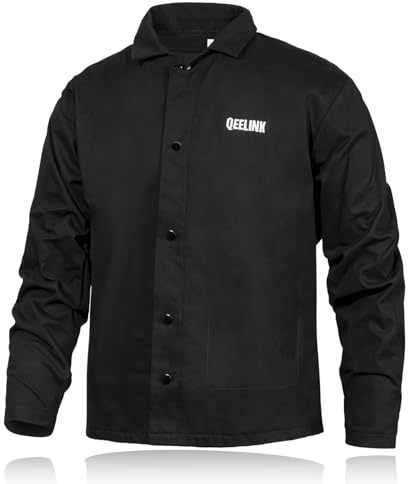 QeeLink Veste de Soudeur - Vêtements de Soudeur en Coton Ignifugé de Première Qualité - Manteau de Soudeur Léger pour Hommes et Femmes