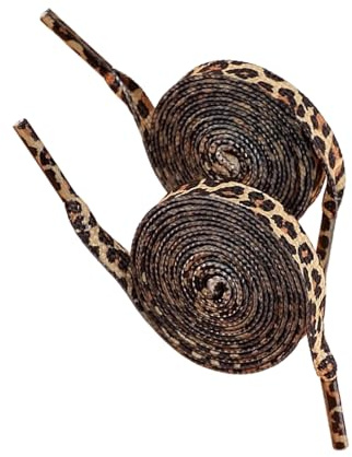 omiinitio Lacets de 120 cm avec imprimé léopard, lacets plats pour adultes et adolescents, en polyester, cordons de chaussures pour baskets, chaussures de sport, a, Taille unique