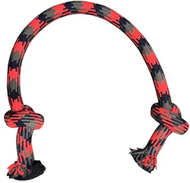 Pet Guru XL Dog Rope Toy, Braided Knotted Design with Tassels,138 cm Length, Durable Interactive Tug of War Toy for Dogs (RED/BLACK, X Large 138CM)