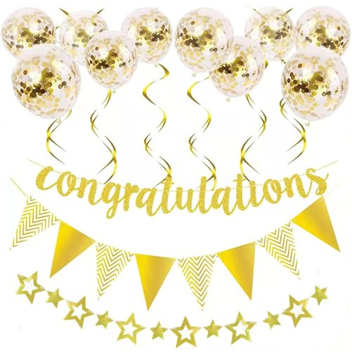 Congratulations Banner, Congratulations Balloons, Graduation Decorations, for Wedding, Retirement, Graduation, Anniversary Party Decorations