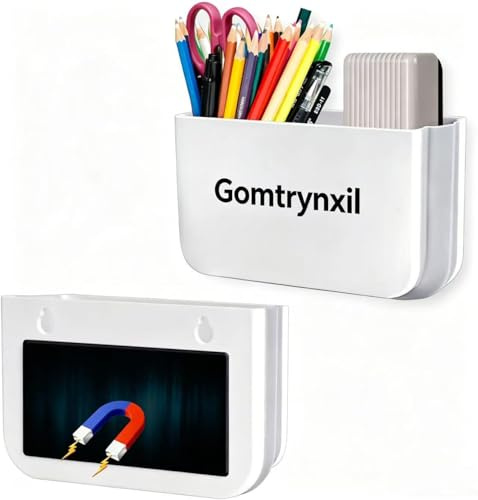 GomTrynxil 2 Pièces Porte-stylos Magnétiques Pliable, Pot Crayon Aimanté, Boîte de Rangement Magnétique, Porte Marqueur Magnétique pour Tableaux Blanc Réfrigérateur Maison et Bureau