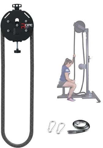 Máquina Entrenadora de Resistencia para Gimnasio en Casa, Polea Ajustable de 30kg con Cuerda para Entrenamiento de Fuerza, Ejercicios de Brazos y Espalda, Portátil con Correas y Mosquetones Black