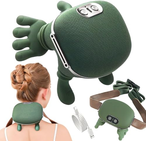 Kyduu Masajeador De Cuello Hombros Recargable Eléctrico, Masajeador de Cuello y Hombros Cervical Inalámbrico 4D, Con 3 Niveles de Intensidad y 2 Niveles de Calor,4D Shiatsu maseajor cervical y espalda