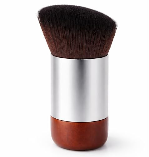 Pennello Fondotinta Kabuki Professionale, Pennello Trucco Viso con Setole Morbide ad Alta Densità, Ideale per Fondotinta Liquido, Crema, Cipria e Bronzer, Effetto Naturale Senza Aloni