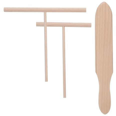 Set di Spatole per Crêpe in Legno 3 Pezzi, per Padella Crêpe