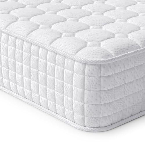 Vesgantti Matratze 24cm höhe H3 100x200 Mittelfest 7-Zonen Taschenfederkernmatratze Orthopädischem Tonnentaschenfederkernmatratze Öko-Tex Kaltschaummatratzen(Weiß,Tight Top)