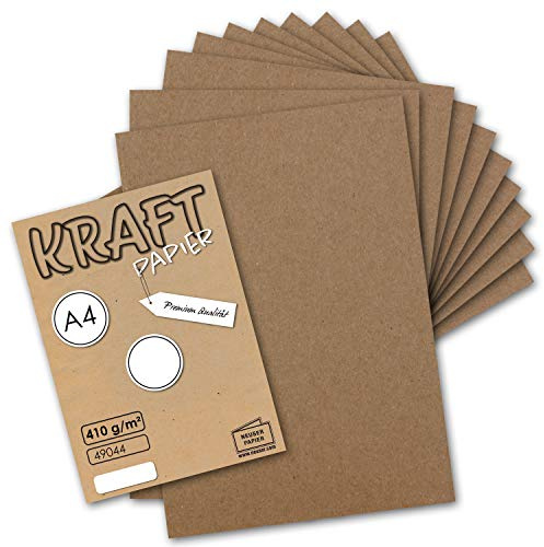 50x Vintage Kraftpapier DIN A4 410gr Natur-braunes Recycling-Papier Bastel-Karton Künstler-Karton Künstler-Pappe - Umwelt by Gustav NEUSER